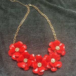 Holiday Red Flower Necklace.